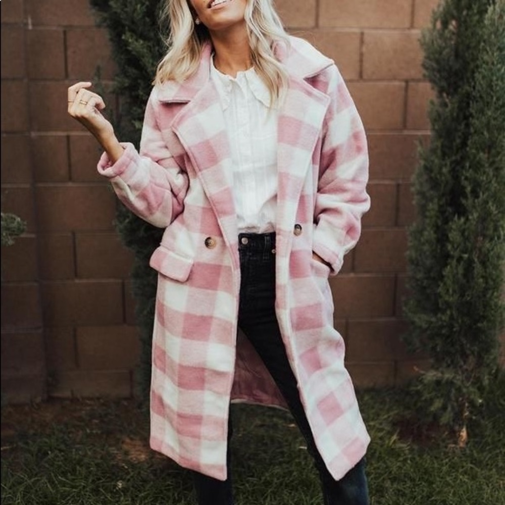 Truly Mac Roolee Piper Scoot pink checkered coat